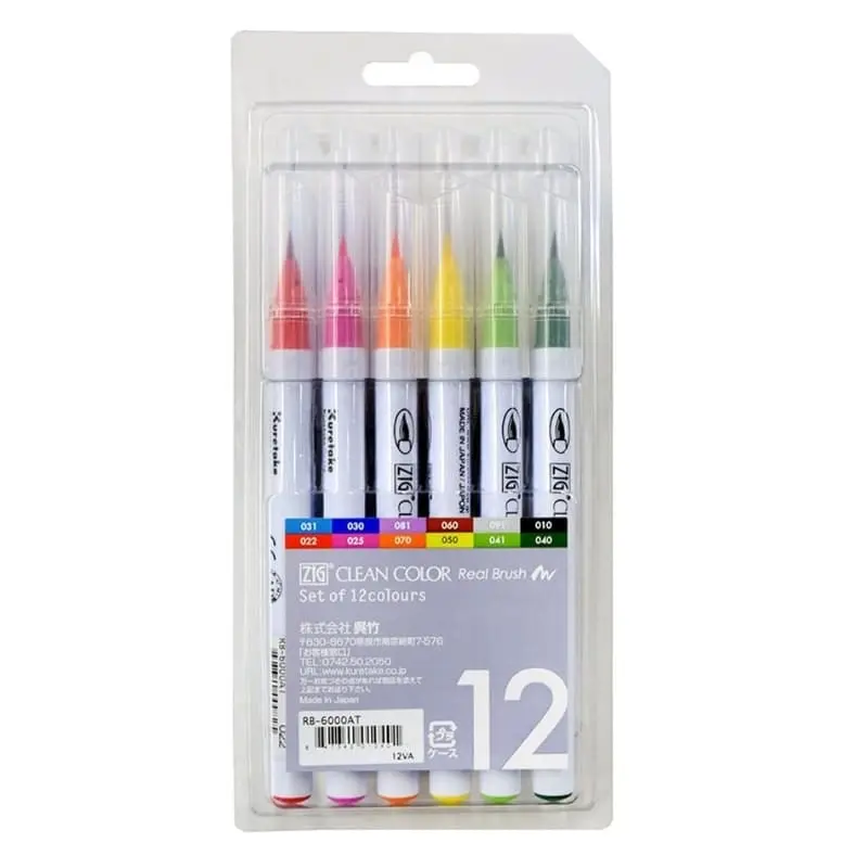 12 kpl ZIG Extra-Fine Brush -kynien sarja