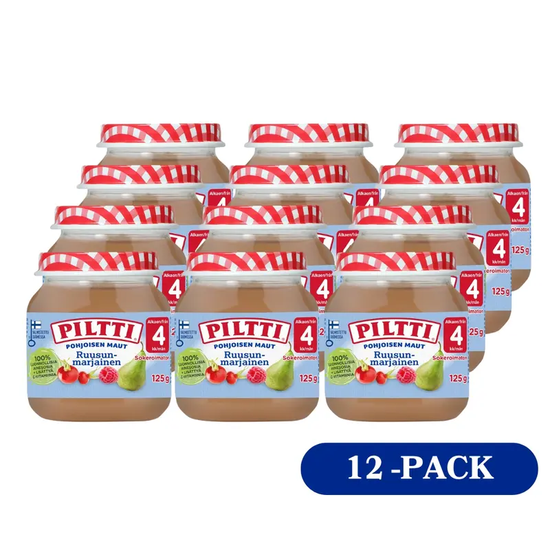 12 x Piltti 125g Pohjoisen maut Ruusunmarjainen marja- ja hedelmäsose 4kk