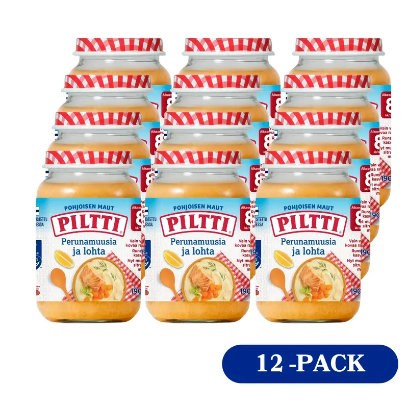 12 x Piltti Pohjoisen maut 190g Perunamuusia ja lohta lastenateria 8kk