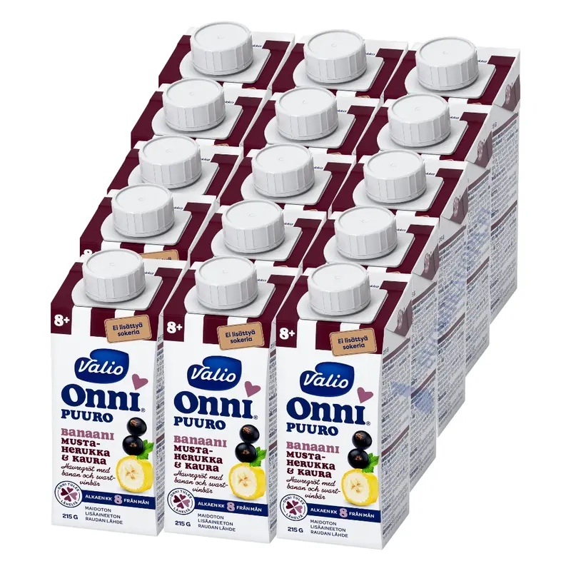 15 x Valio Onni® Banaani-mustaherukkakaurapuuro 215 g UHT (alk 8 kk)