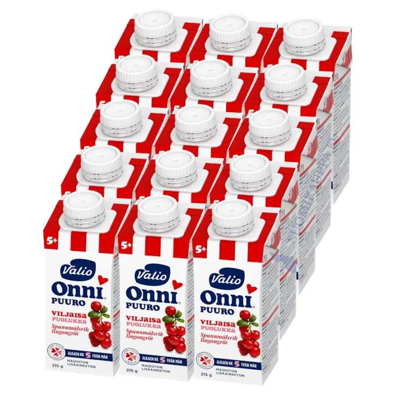 15 x Valio Onni® viljaisa puolukkapuuro 215 g UHT (alk 5 kk)