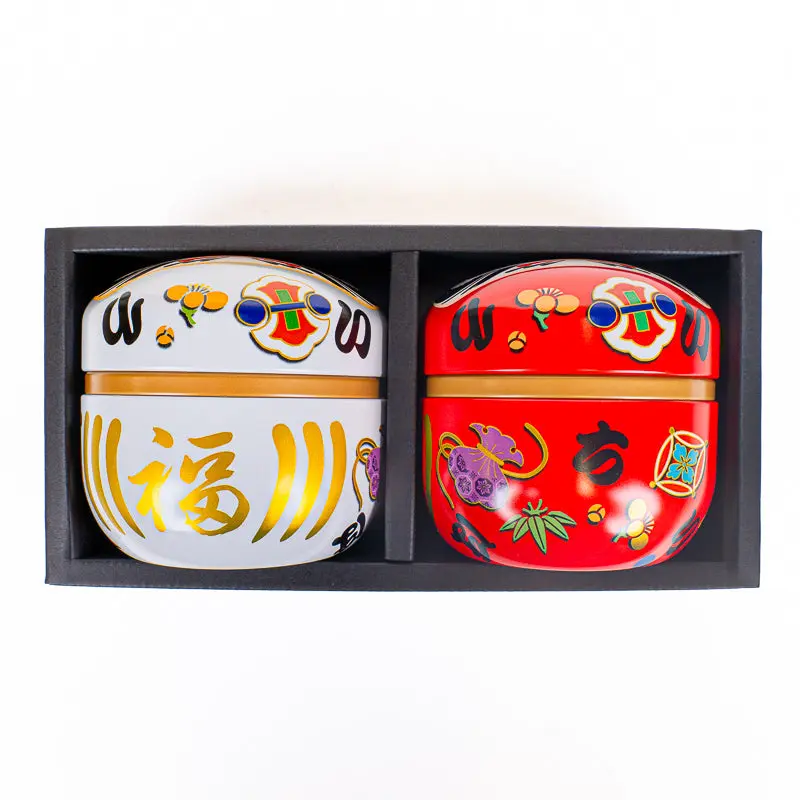 2 Metallisen Teepurkin Setti - Daruma
