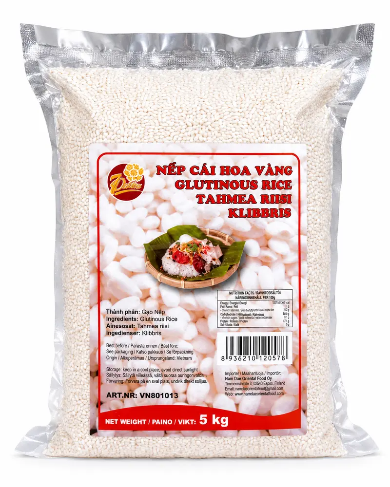7 DAISIES, ROUND GLUTINOUS RICE 5 KG, NẾP CÁI HOA VÀNG 5 KG