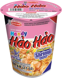 ACECOOK, HAO HAO INSTANT NOODLE SHRIMP IN CUP, 1 BOX 12 CUPS X68G