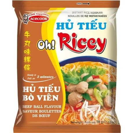 ACECOOK Instant Rice Noodles Beef Ball BOX 24PCS X70G