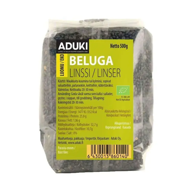 Aduki Luomu Beluga Linssi