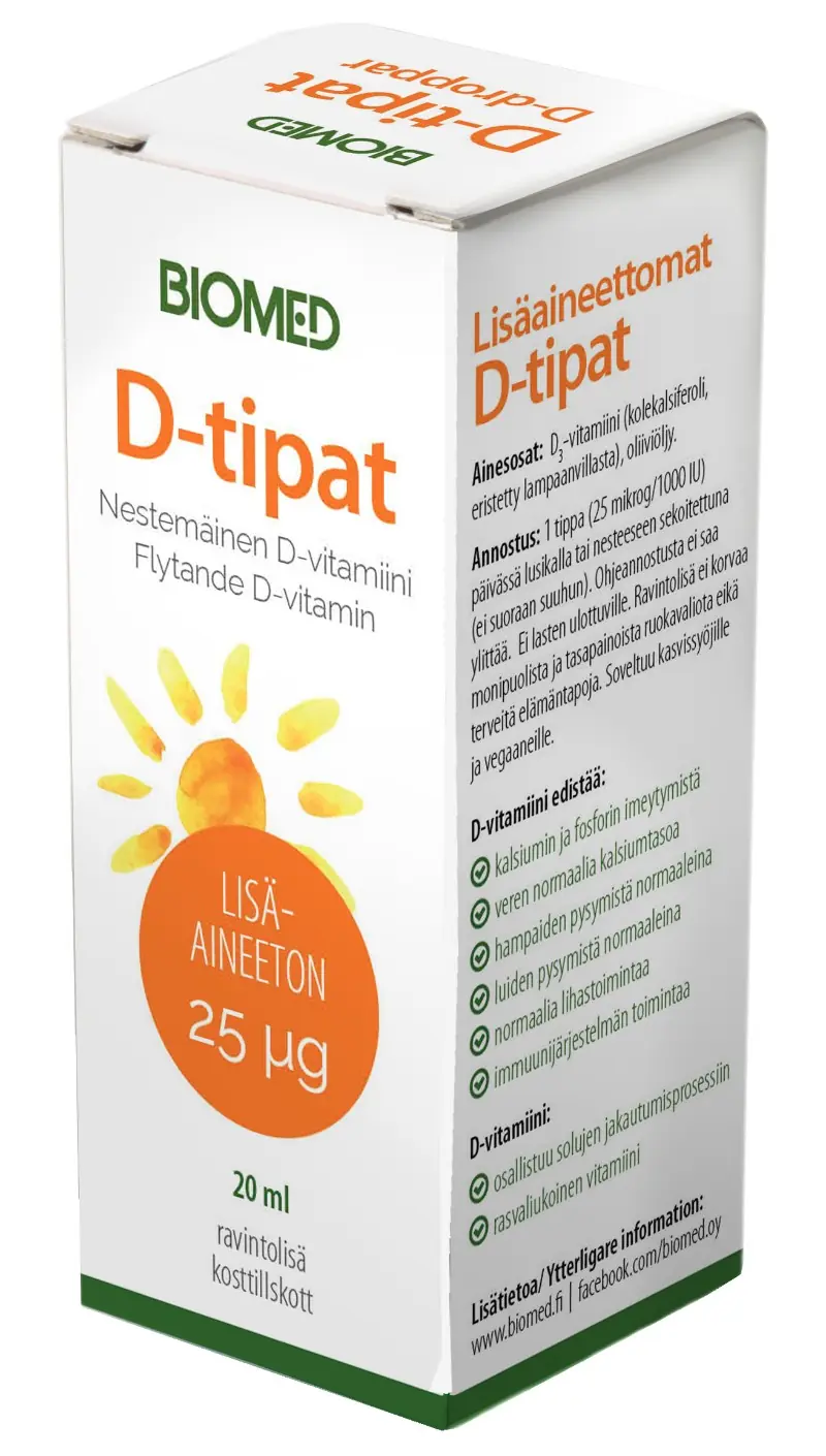Biomed D-tipat 20 ml, 25ug/tippa