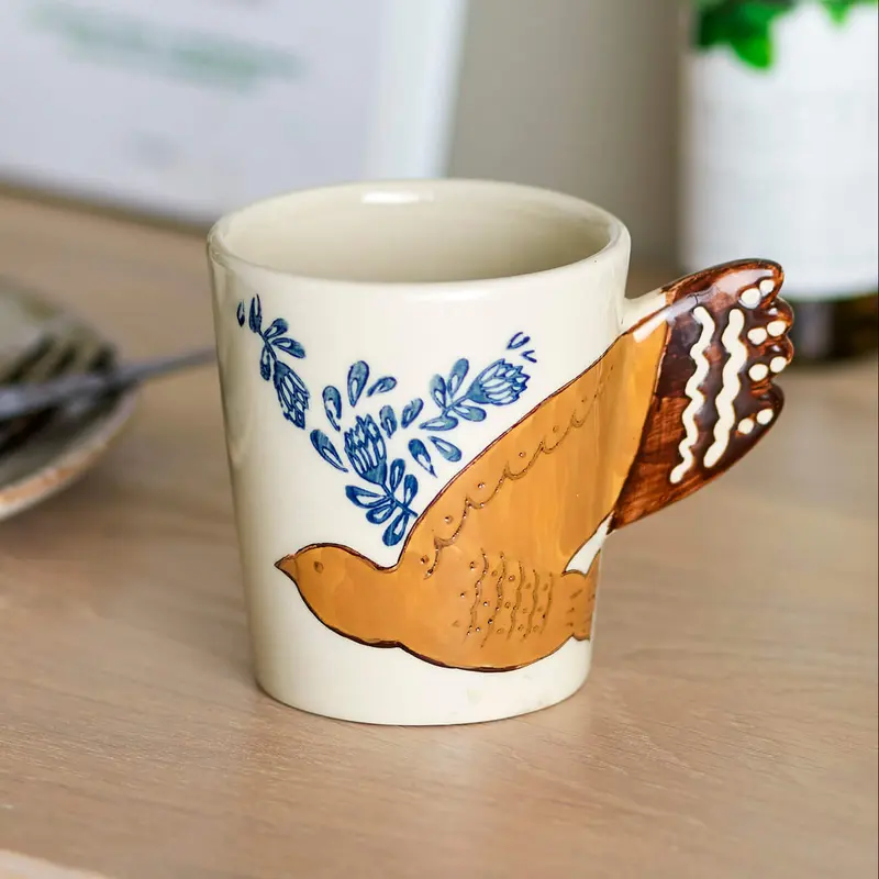 Bloomingville Hezha muki keramiikkaa 9*8cm, ruskea/valkoinen