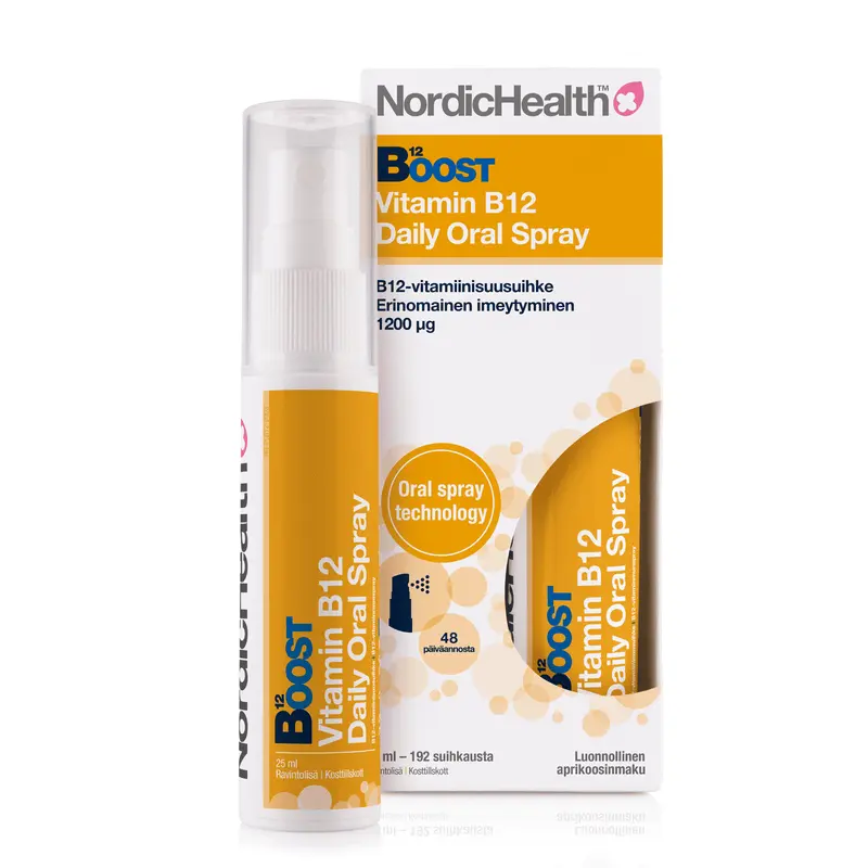 Boost B12-vitamiini vitamiinisuihke Metyylikobalamiini 25ml, Nordic Health
