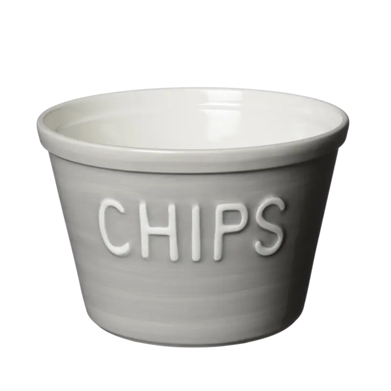 Bruka Chips kulho 21*14cm, harmaa valkoisella tekstillä