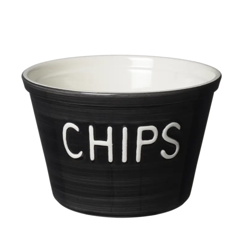 Bruka Chips Kulho 21*14cm, musta valkoisella teksti