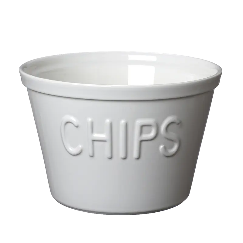 Bruka Chips kulho valkoinen valkoisella tekstillä