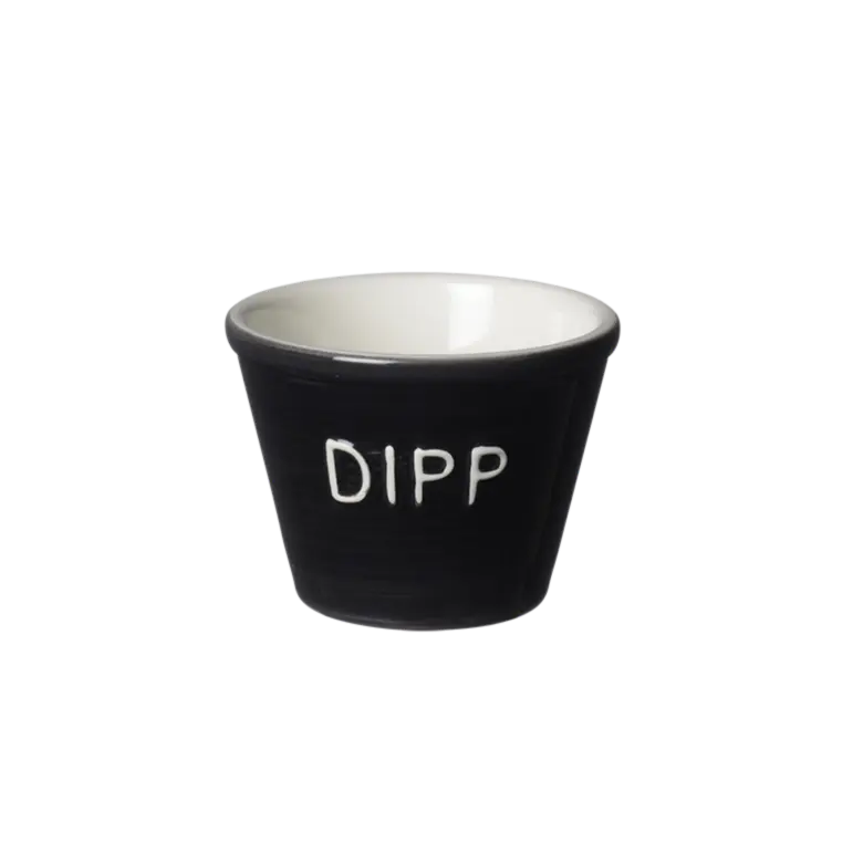 Bruka Design Dipp kulho 11*8cm, musta valkoisella tekstillä