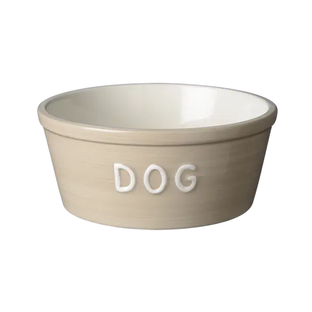 Bruka Design Dog ruokakuppi ø17cm, havre valkoisella tekstillä