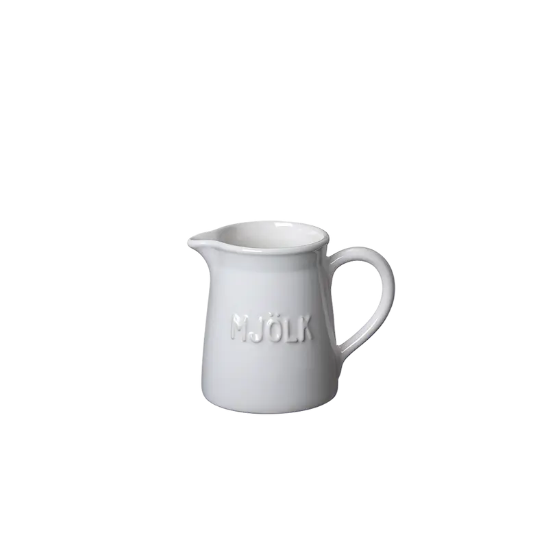 Bruka Design Mjölk kannu 25cl, valkoinen valkoisella tekstillä