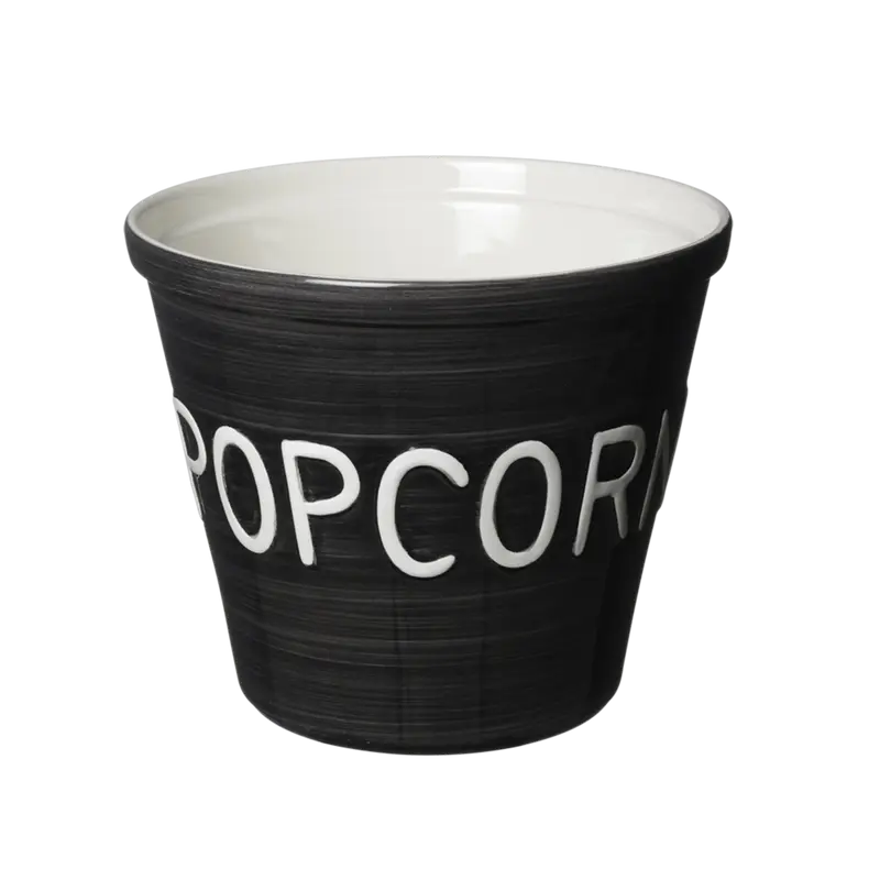 Bruka Design Popcorn kulho 22*19cm, musta valkoisella tekstillä