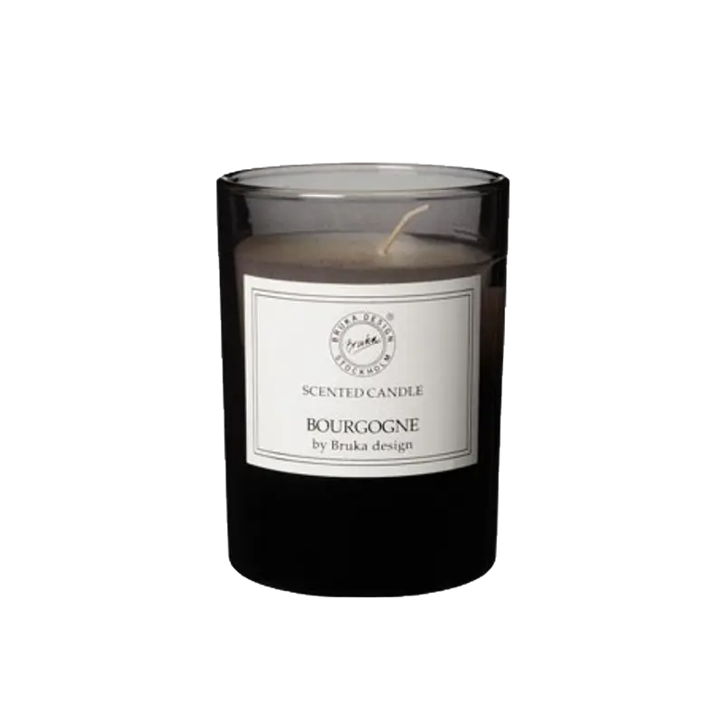 Bruka Design Smoked Bourgogne tuoksukynttilä 8*10,5cm, harmaa lasi