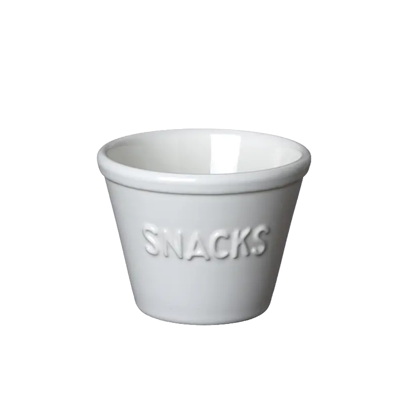 Bruka Design Snacks kulho 11*8cm, valkoinen valkoisella tekstillä
