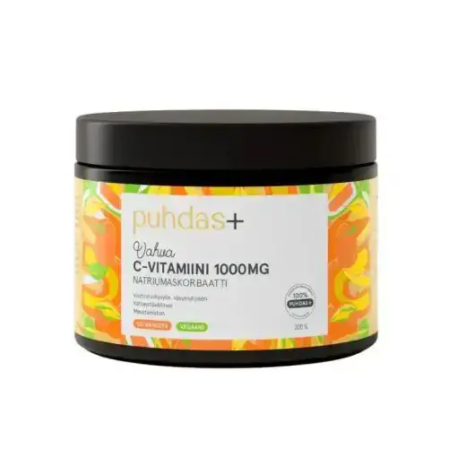 C-vitamiini jauhe 1000mg 200 g, Puhdas+