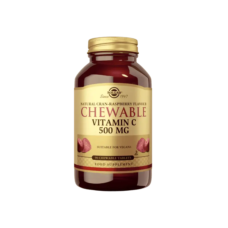 C-vitamiini Purutabletti 500 mg (karpalo/vadelma) 90 tabl, Solgar