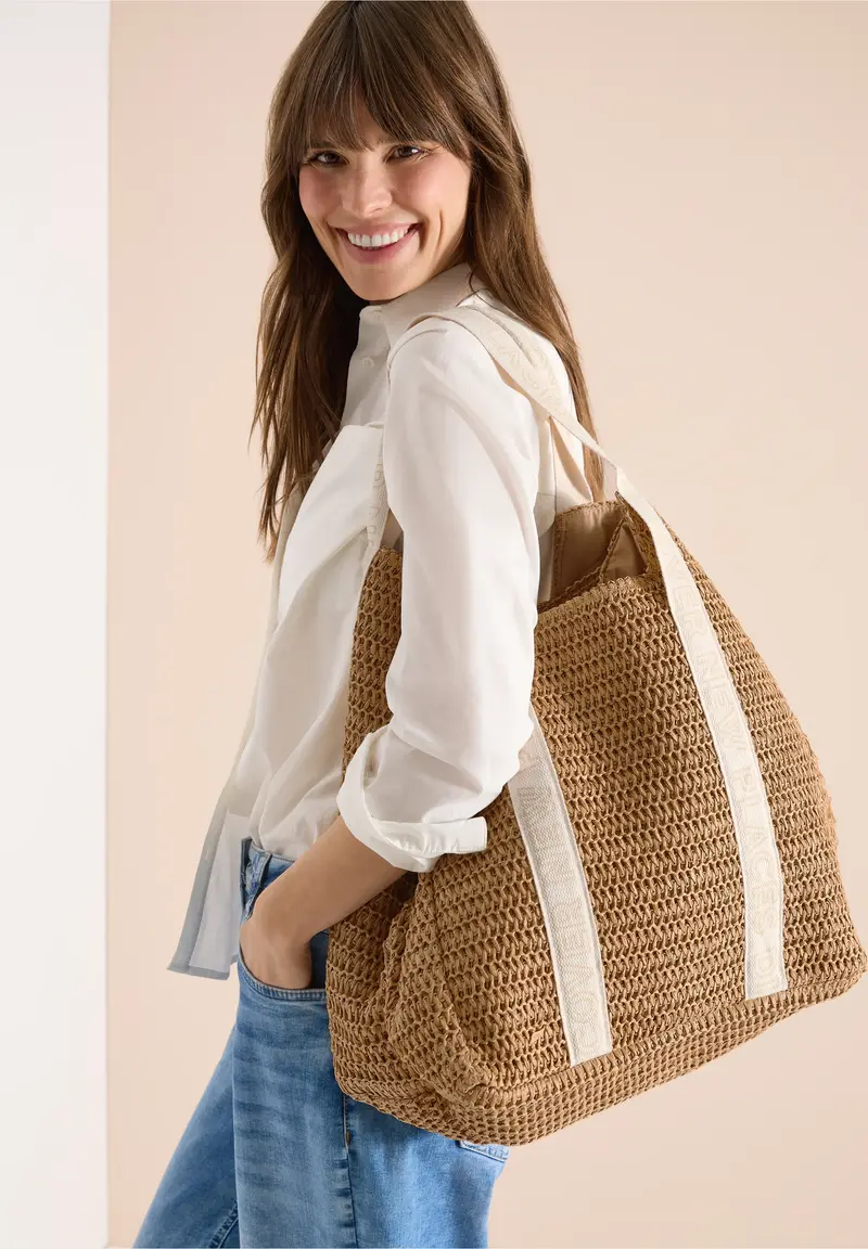 Cecil Beach Bag virkattua paperinarua, ruskea