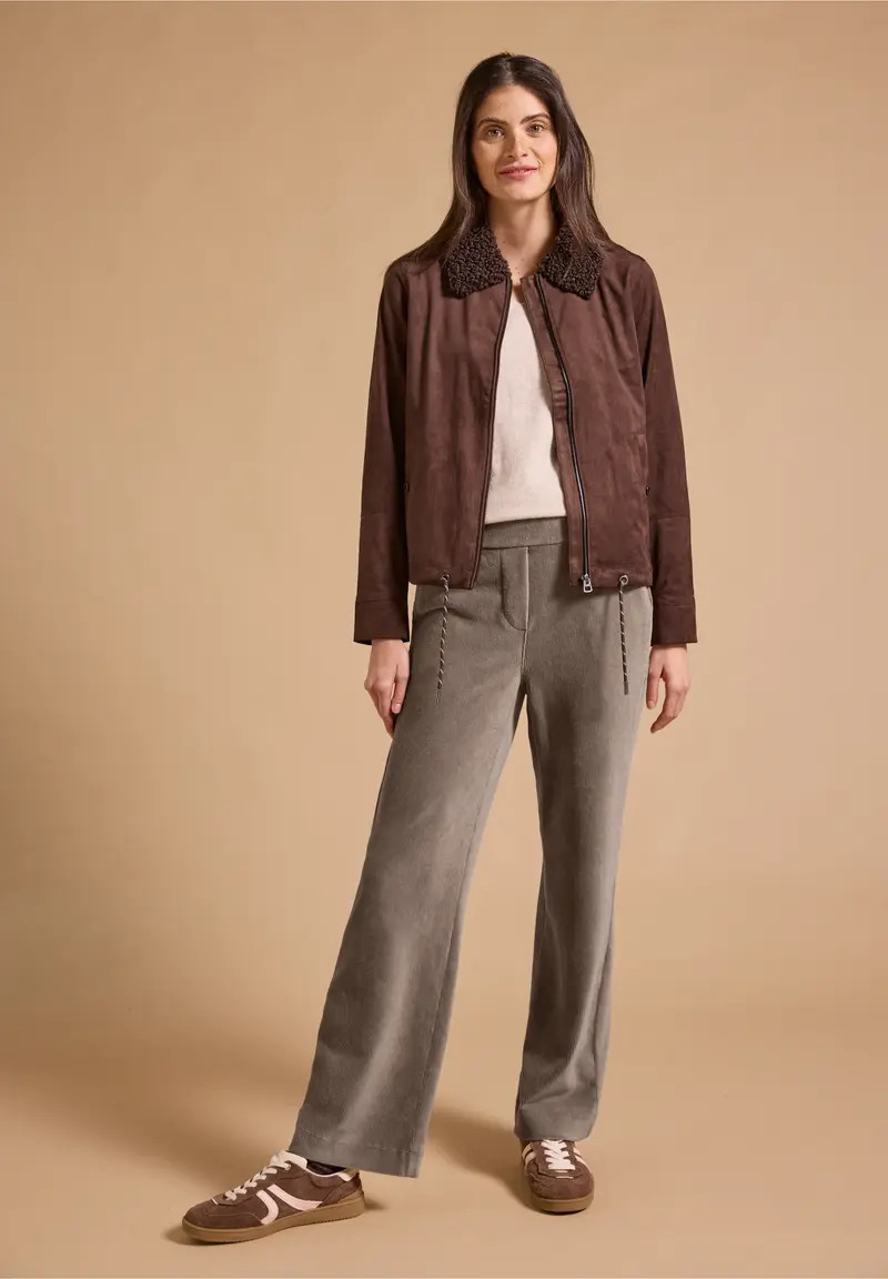 Cecil Style Neele pehmeät vakosamettihousut, taupe
