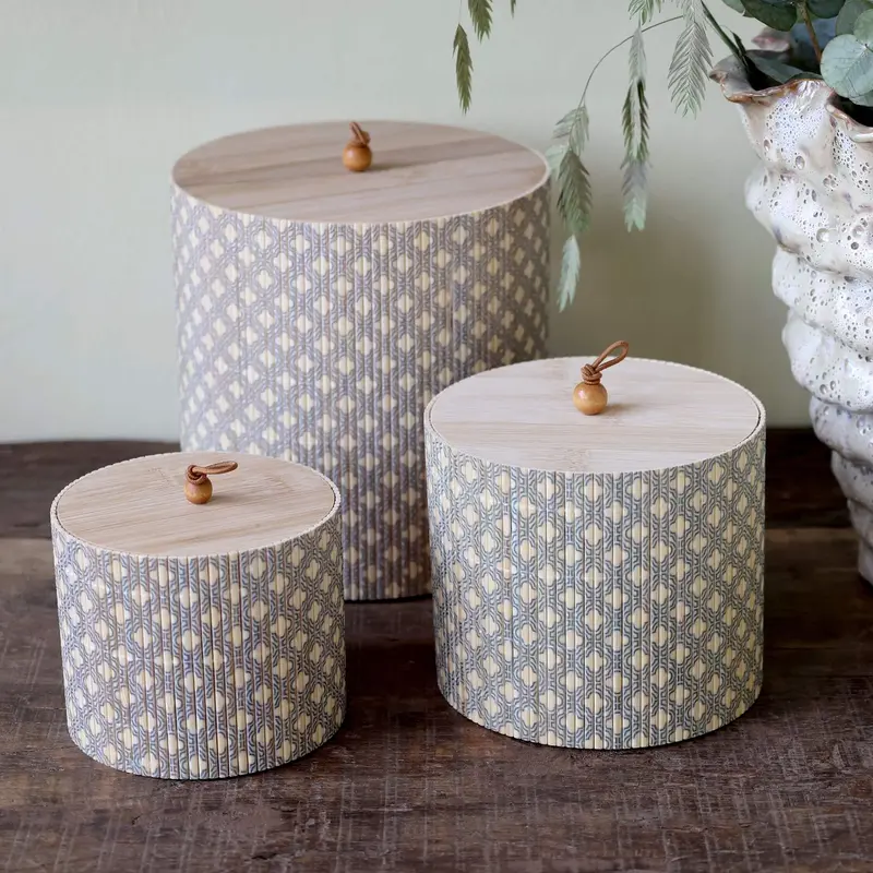 Chic Antique Amilly säilytysrasiat bambua 3kpl, opaali