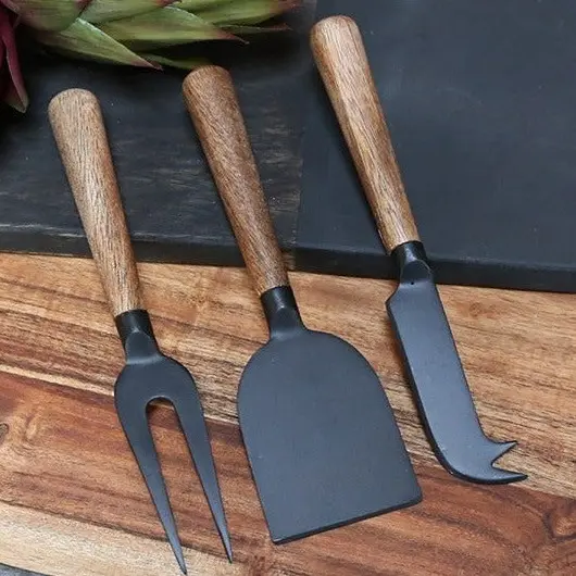 Chic Antique juustoveitset puukahvalla 3kpl 17,5cm, musta/ruskea