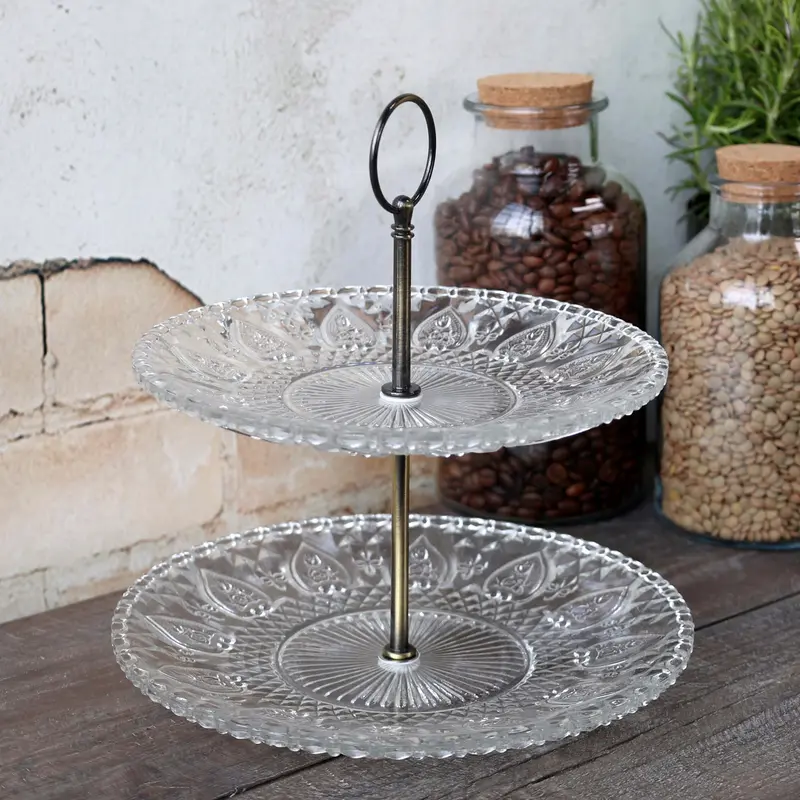 Chic Antique lasinen etagère 24*22cm, kirkas lasi