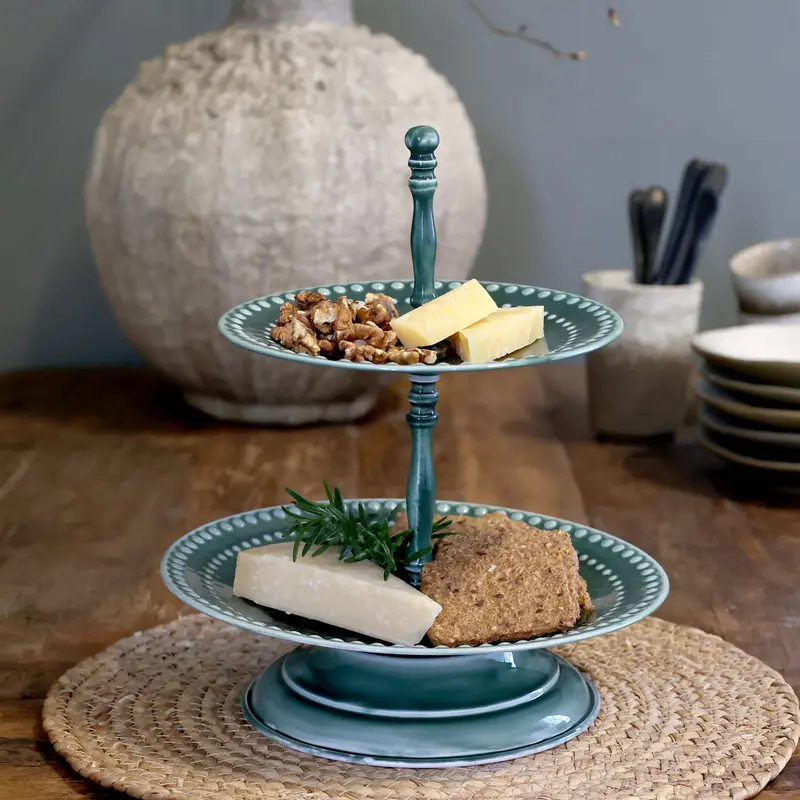 Chic Antique metallinen etagère 29*25cm, metsän vihreä