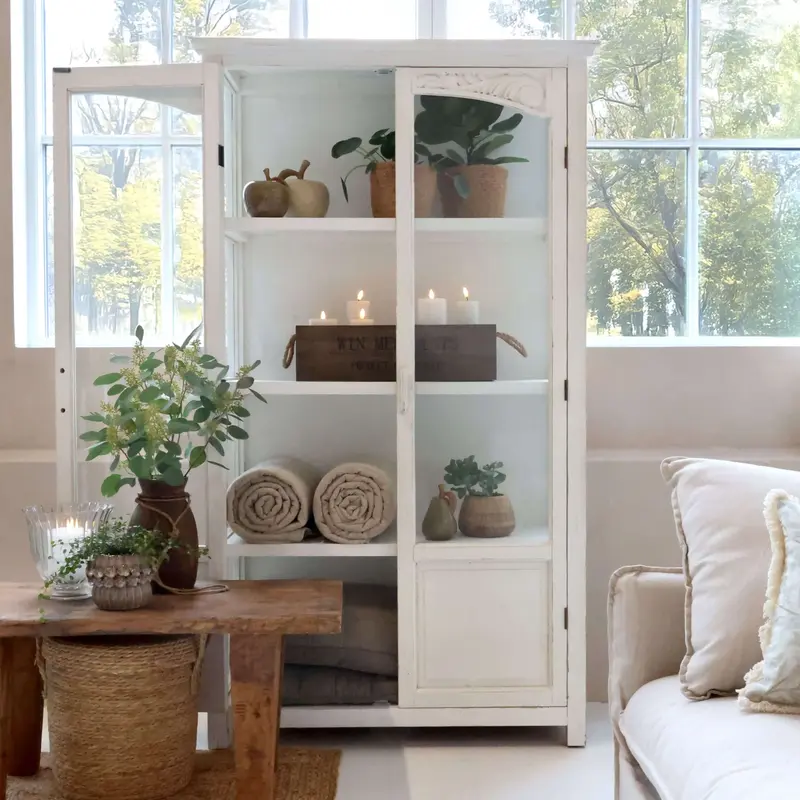 Chic Antique vitriini kahdella lasiovella 170*97*41cm, valkoinen