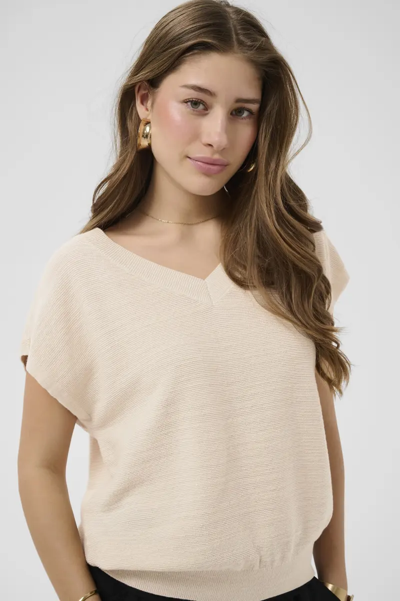 Cream CREvisa neule pellavasekoitetta, beige