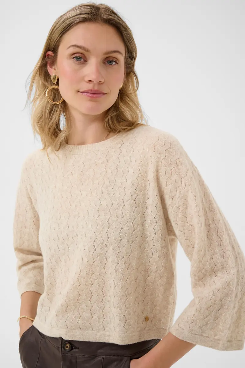 Cream CRMela villaneule 3/4 hihoilla, vaalea beige