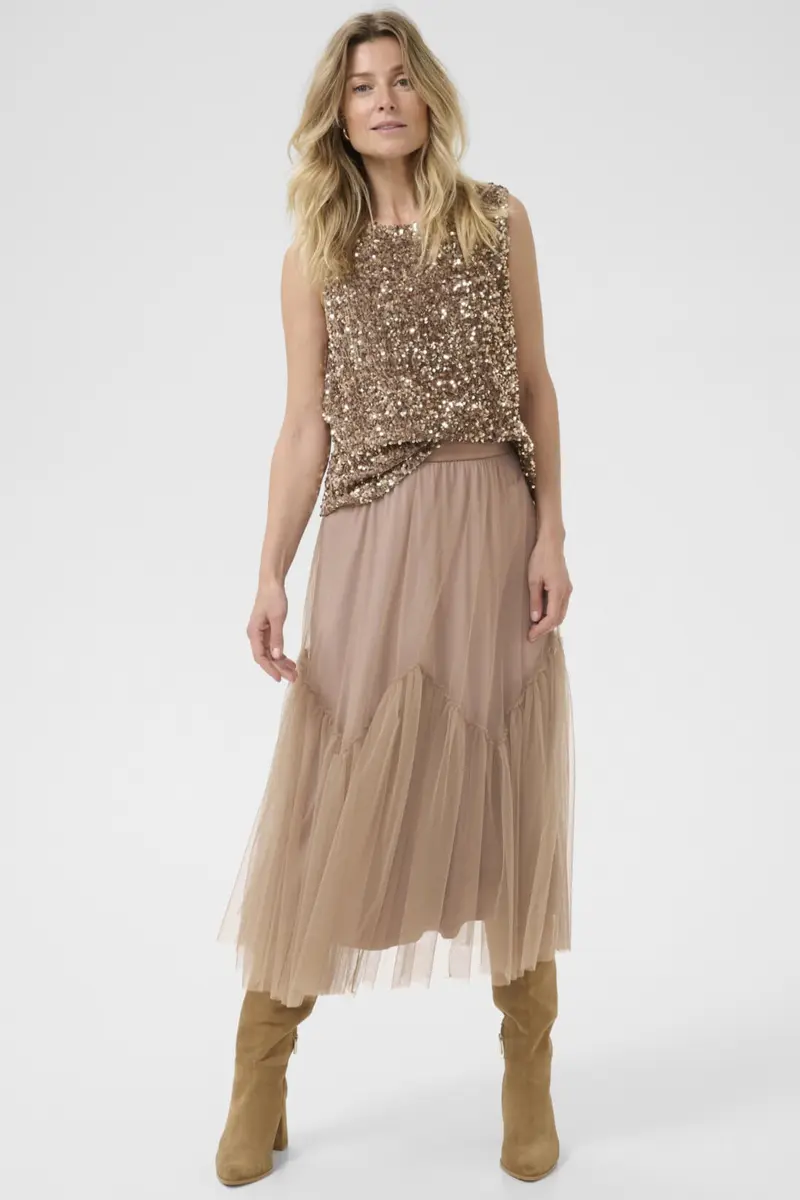 Cream CRYani tyllimidihame, beige