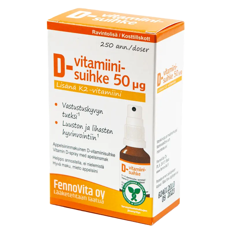 D 50 µg + K vitamiinisuihke 25 ml, FennoVita