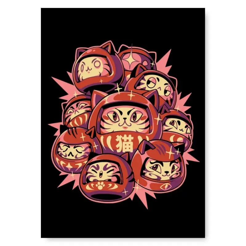 Daruma Cat Japanilainen juliste