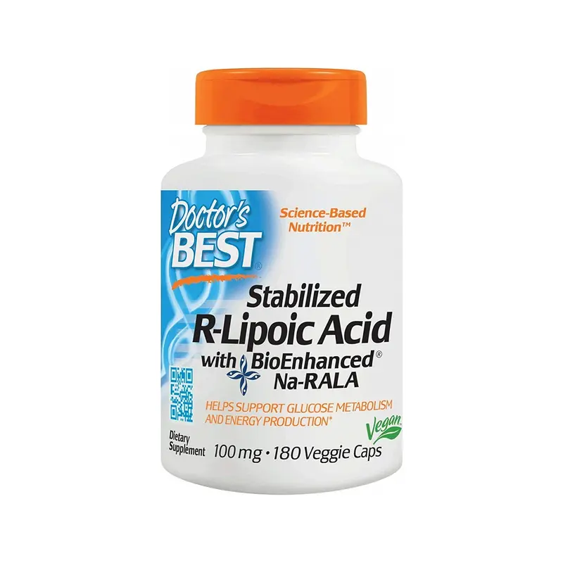 Doctor's Best Stabilized R-Lipoic Acid with Na-RALA 100 mg 180 Kapselit