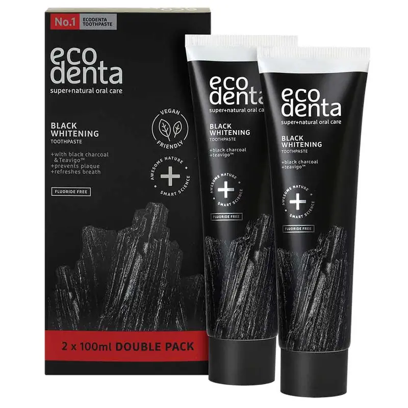 Ecodenta Black Whitening Hammastahna Tuplapakkaus 2x100ml