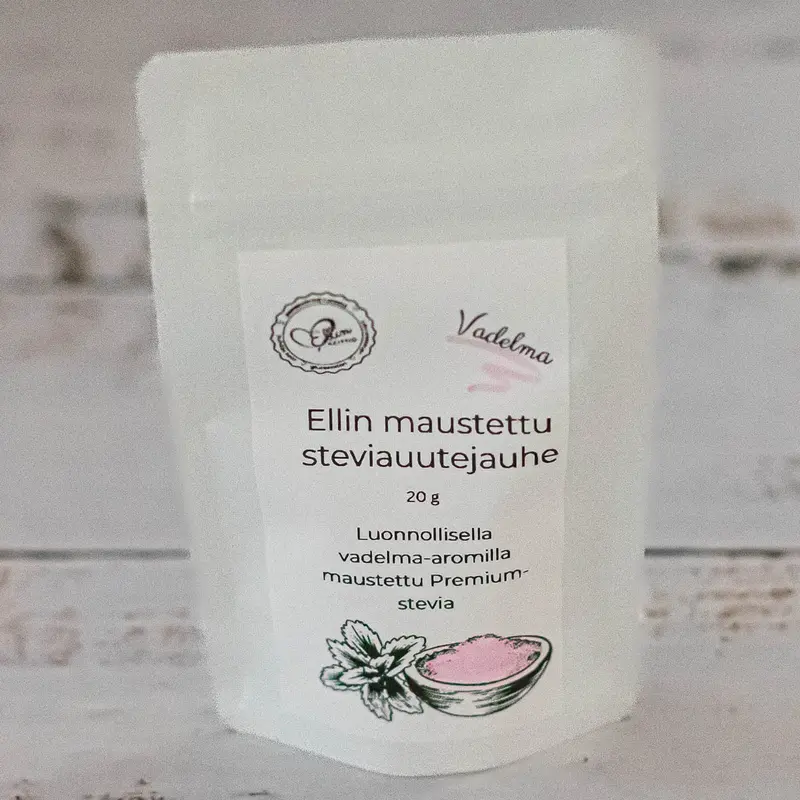 Ellin keittiö — Ellin vadelman makuinen steviajauhe, 20 g