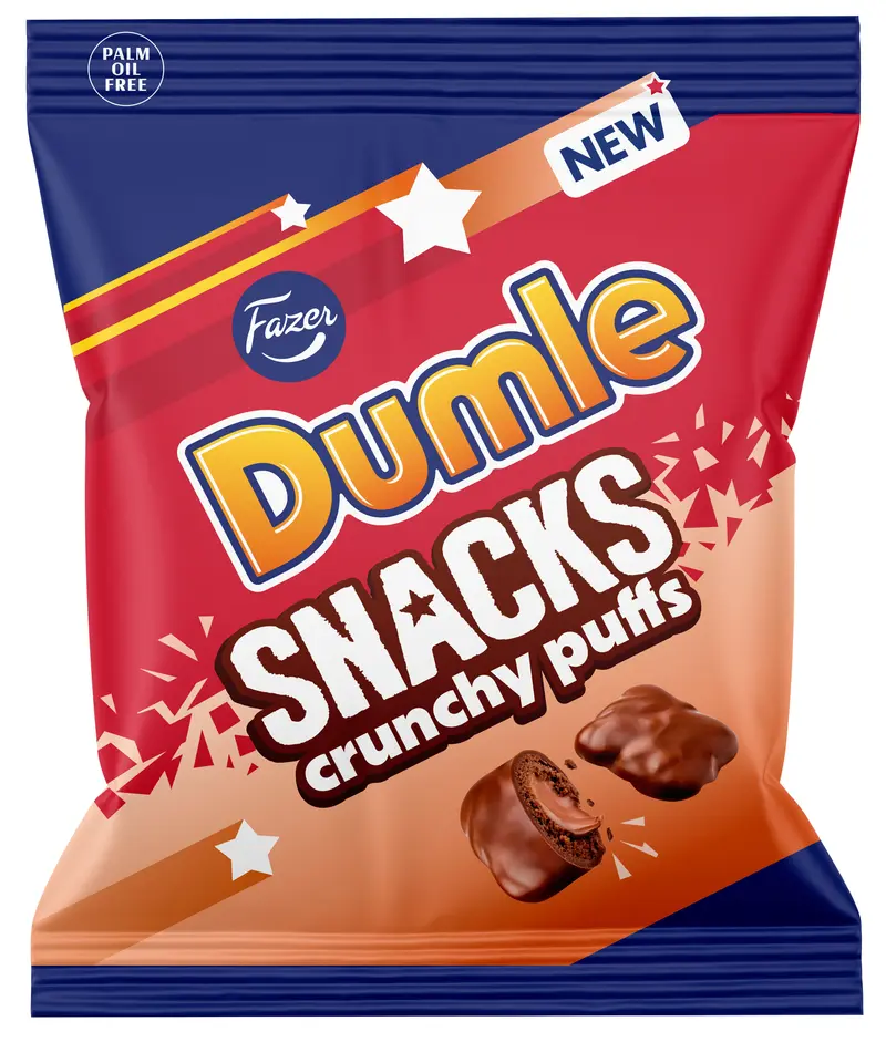 Fazer Dumle Snacks Crunchy puffs karkkipussi 140g