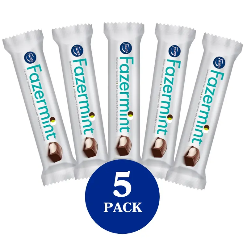 Fazer Fazermint tumma minttusuklaapatukka 41g 5-PACK