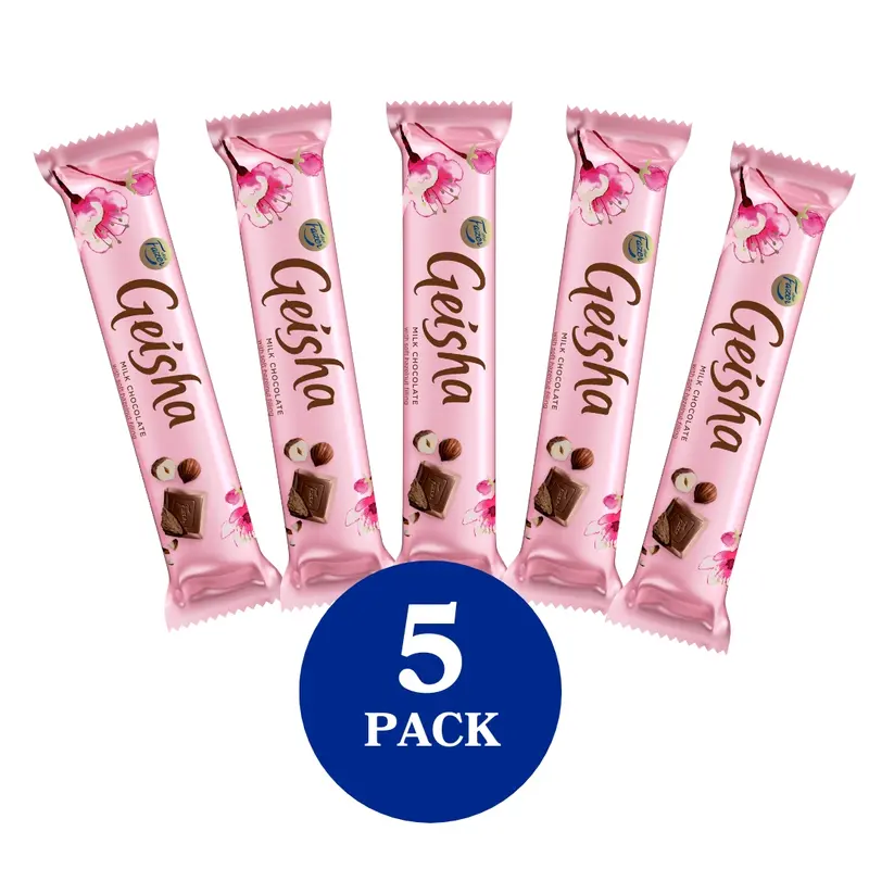 Fazer Geisha hasselpähkinänougat suklaapatukka 37g 5-PACK