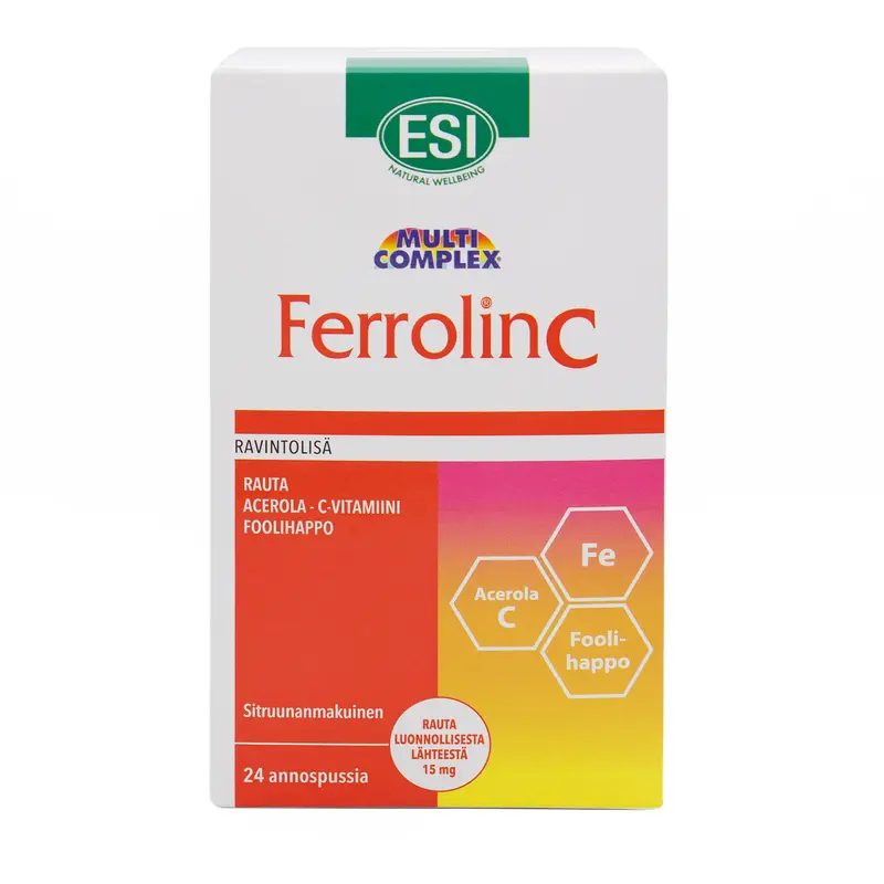 Ferrolin C Rautapidolaatti + Acerola 24 x 20 ml (480 ml)