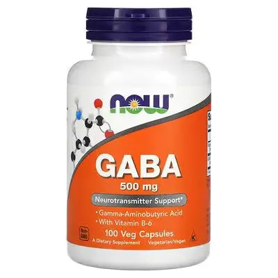 GABA ja B6-vitamiini, 500 mg, 100 vegankaps, NOW Foods