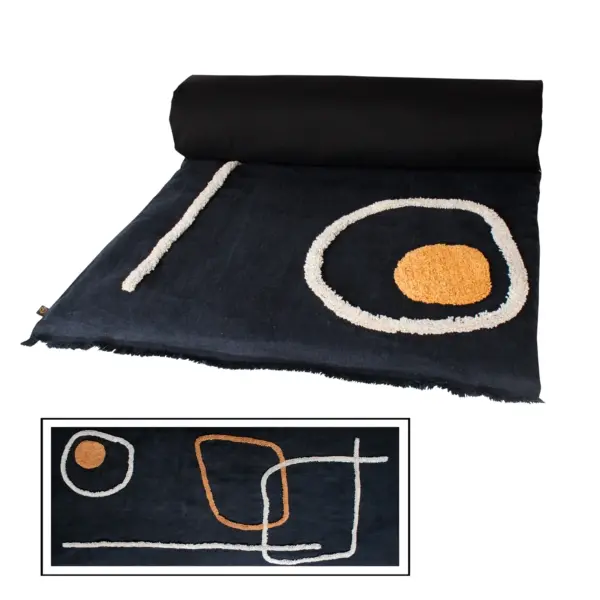 Haomy Tikri puolipeitto pellava/puuvilla 85*200cm, black