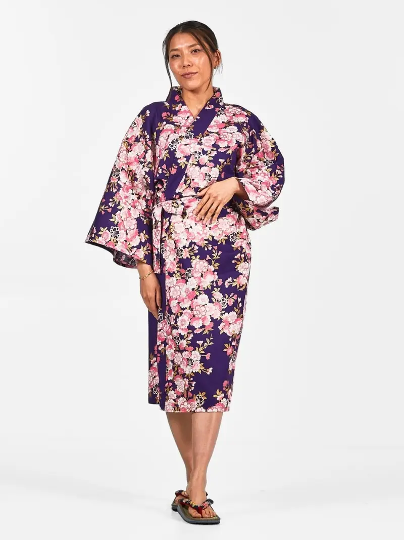 Happi Naisten Sakura kukka Kimono