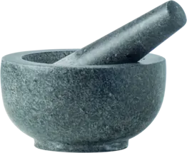 JADE TEMPLE, STONE MORTAR, DIA 14CM HIGHT 7.7CM