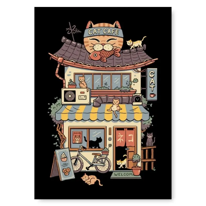 Japanilainen juliste Neko Café