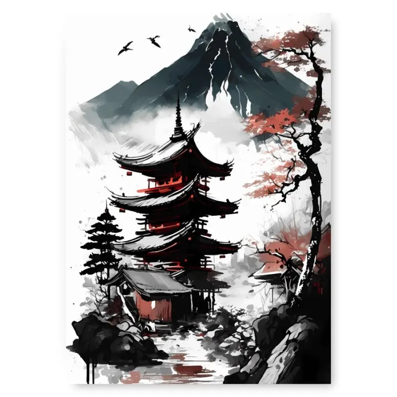 Japanilainen juliste Pagoda View