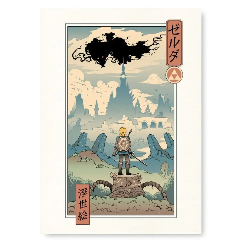 Japanilainen juliste Ukiyo-e Legendaarinen maailma